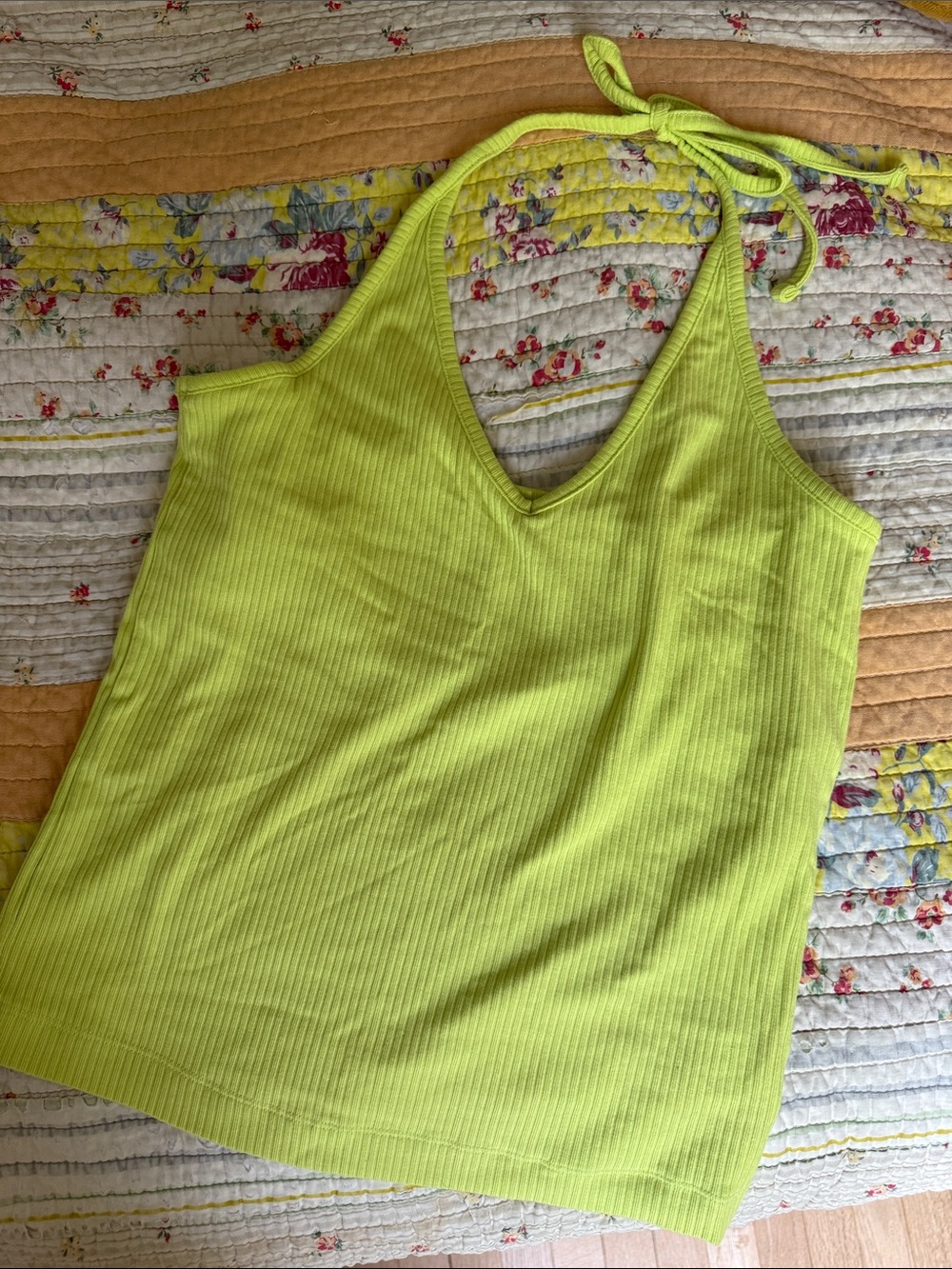 Old Navy Lime Green Ribbed Halter Tank